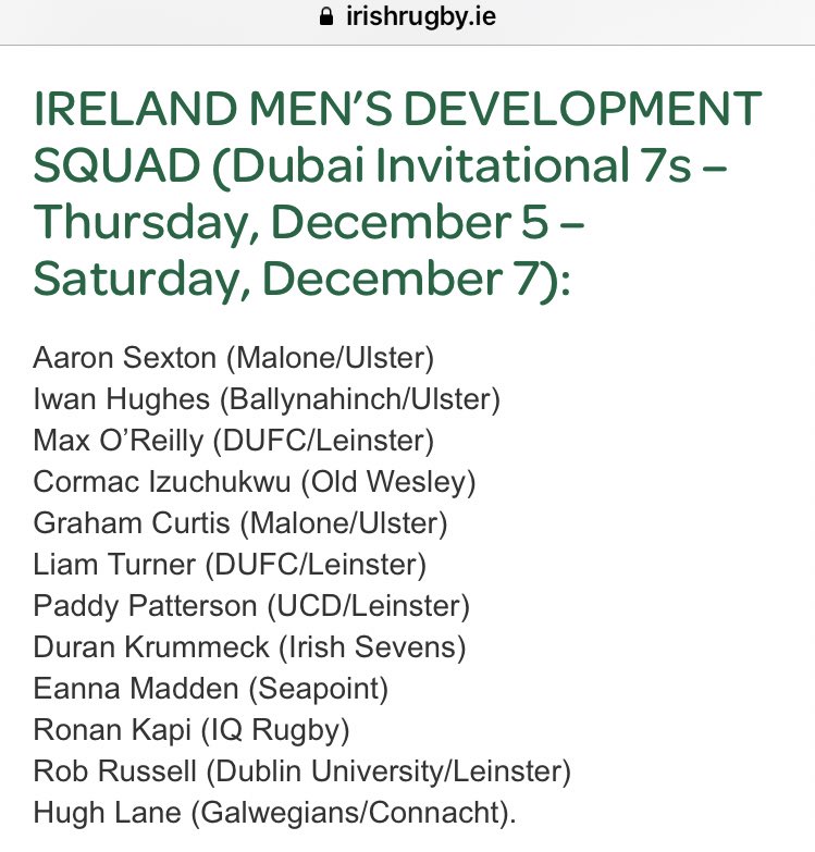 Speed kills. Congrats to Eanna Madden in making the jump to rugby and his selection on the Irish 7s Development team for Dubai this weekend #TheBakerAlwaysDelivers