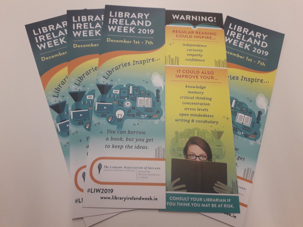 libraryweek2018's tweet photo. Library Irekand Week is in full swing 🤗 spot these lovely looking bookmarks in your local or org library with a Warning that Reading can Inspire!! #LIW2019 🤣💫🧠❤ public competition 👉 https://t.co/zJeAniPltP https://t.co/nRpU5PWGkz