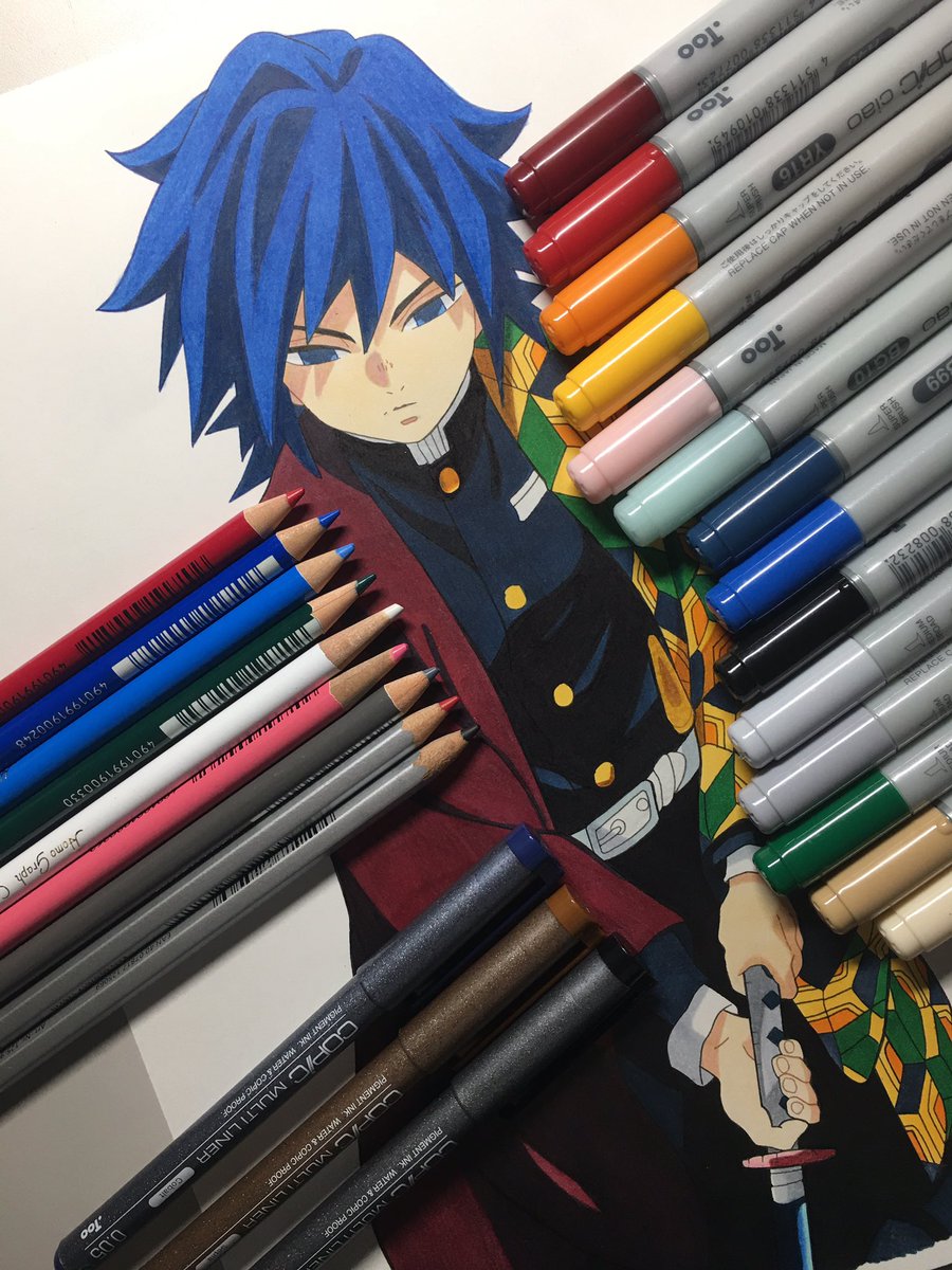 炭治郎 炭治郎完成しました 過去1番の出来だと思ってます 色塗り楽しかったなぁ Saki 模写のイラスト