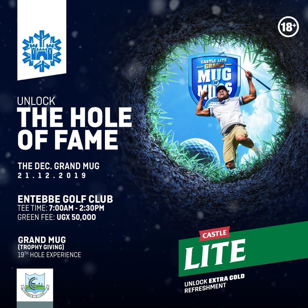 Mark the date,ready your self and come unlock the hole of fame on 21•12•2019 at the Entebbe golf club. Tee time is 7:00am-2:30pm There will be a trophy 🏆 give away during the 19th hole experience so don’t be told, be there.