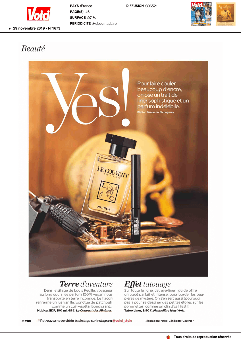 LeCouventFR's tweet photo. "Land of adventure. In the wake of Louis Feuillé, a long-distance traveler, this 100% Vegan fragrance transports us to an unknown land." 🧡 - Find out our 'Eau de Parfum Singulière' NUBICA in @voici 
.
.
.
#nubica #voici #eaudeparfumsingulière #perfume #vegan https://t.co/lBZjARPGDJ