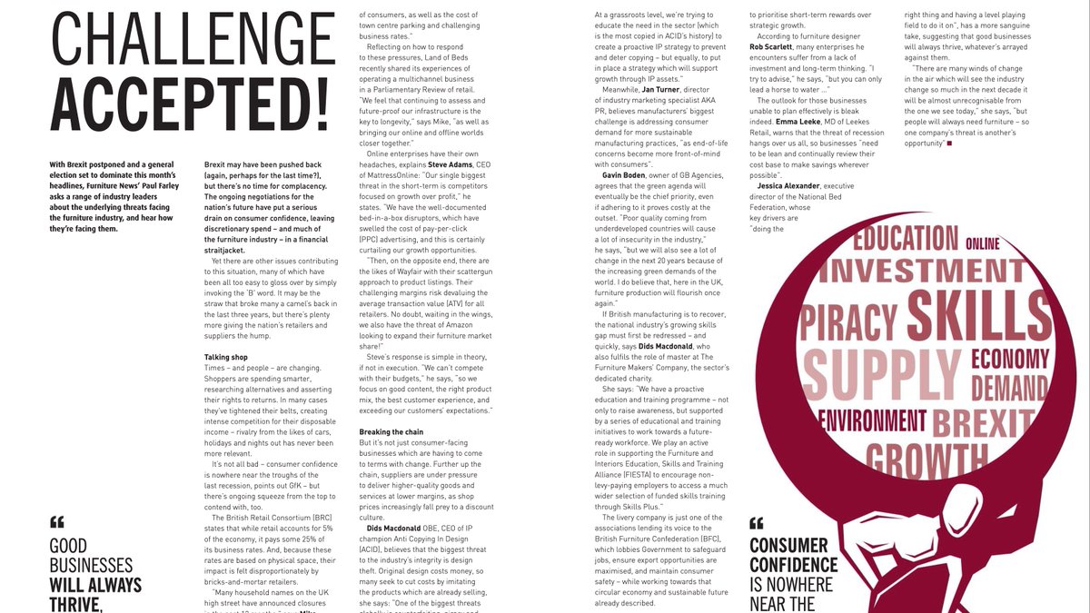 With an election looming, this month's Furniture News looks at the challenges facing today's retailers and suppliers that aren't strictly Brexit-related. Read it here: issuu.com/gearingmediagr… <a href="/mattressonline/">Mattress Online</a> <a href="/FurnitureMkrsCo/">The Furniture Makers’ Company</a> <a href="/robscarlett/">Scarlett Design UK</a> <a href="/akapr1/">AKA PR</a> <a href="/BodenGavin/">Time Travelling Heroes</a> <a href="/LeekesLtd/">Leekes</a> <a href="/LandofBeds/">Land of Beds</a>