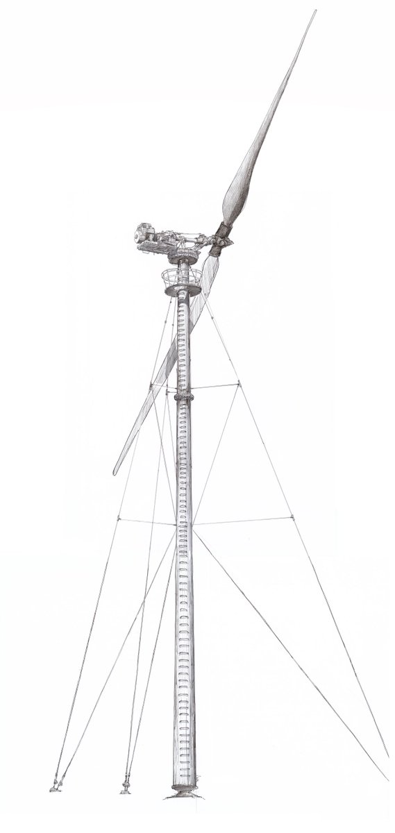 In #Germany, Ulrich Hütter’s 1959 100‐kW WE‐34 wind turbine was revolutionary in many ways. Its lightweight, high-speed design was a precursor to modern #windturbines. Read more about #windpower in Chapter 8 of my book, The Wind Power Story: amzn.to/2OJ0tHy.