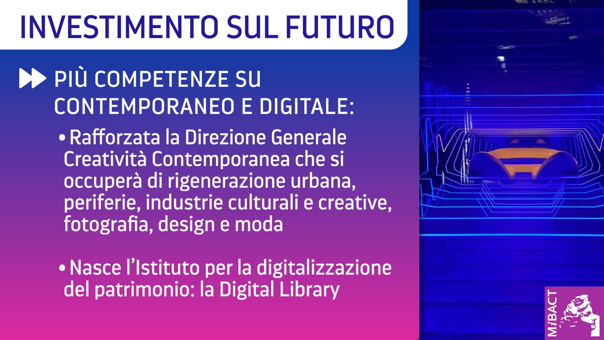 Nuovo regolamento di organizzazione #MiBACT, <a href="/dariofrance/">Dario Franceschini</a>: «Nasce la Digital Library, una sfida per gli anni a venire. Nessun Paese ha un tale patrimonio di dati per storia e presenza sul territorio: digitalizzarlo significa valorizzarlo e gestirne al meglio le potenzialità».