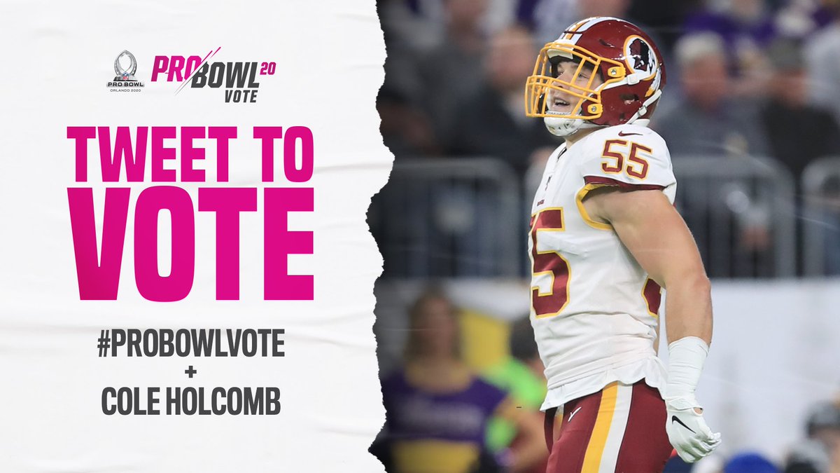 ColeHolcomb_'s tweet photo. To all my fans, I need your help to get to Orlando! Tweet #ProBowlVote + Cole Holcomb. Replies &amp; retweets using the hashtag and name combo count as well. https://t.co/37Mji37mld