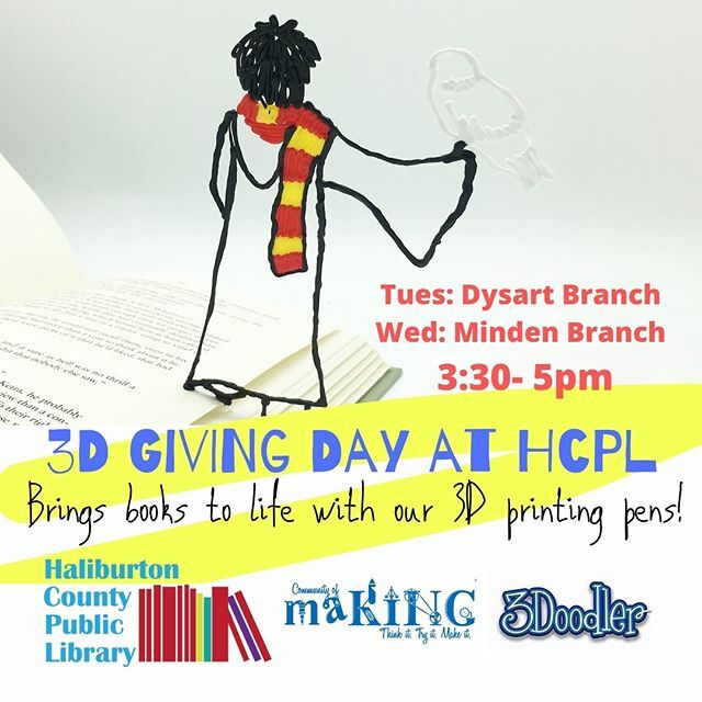 Today in HCPL's Dysart Branch! 3:30-5pm, cine make with us.

#3DGivingDay #3doodler #librarymakerspace #makersgonnamake ift.tt/34KSVcZ