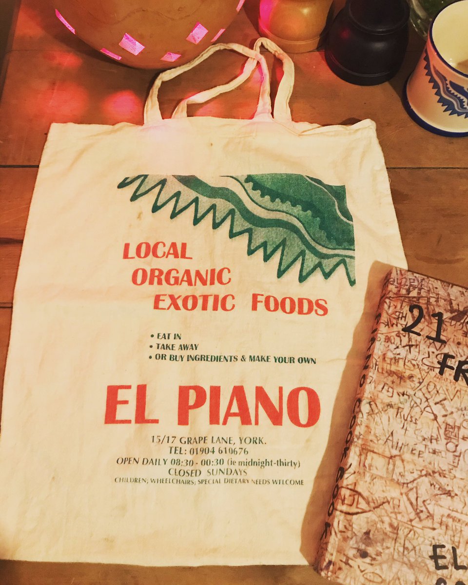 ElPianoCookbook's tweet photo. Also check out this funky bag that we found from the El Piano early days. Doing tote bags before they were cool 😂😂😂

Love from the team and baby Arthur ❤️ who is over a year old now!!! 🙈 #wherehasthetimegone 
#vegan #totebag #cookbook https://t.co/63BWC0CupM
