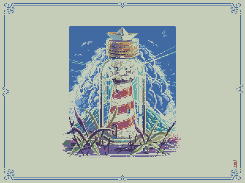 pakowacz's tweet photo. ⛵️My very late entry for #impossiblebottle theme. Lighthouse inda bottle for @Pixel_Dailies #Pixel_Dailies #illustration #pixelart #gamedev done in #Aseprite. Palette: #vinik24 by @Vinikdev https://t.co/hDcOEMHnim