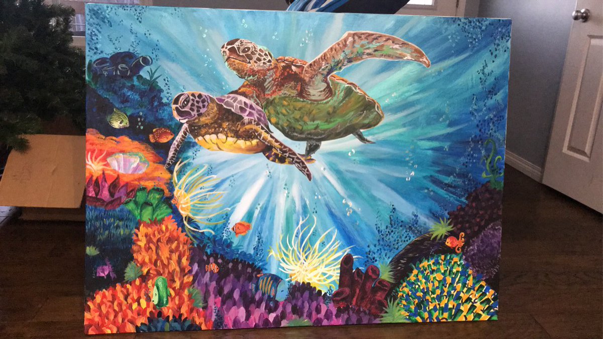 cassbck77's tweet photo. Took about 15hours but I finally finished we my under the sea painting😊 #art #painting #underthesea #acrylicpainting #artist #ArtistOnTwitter #cassandrabeck https://t.co/KMDL8dq0k1