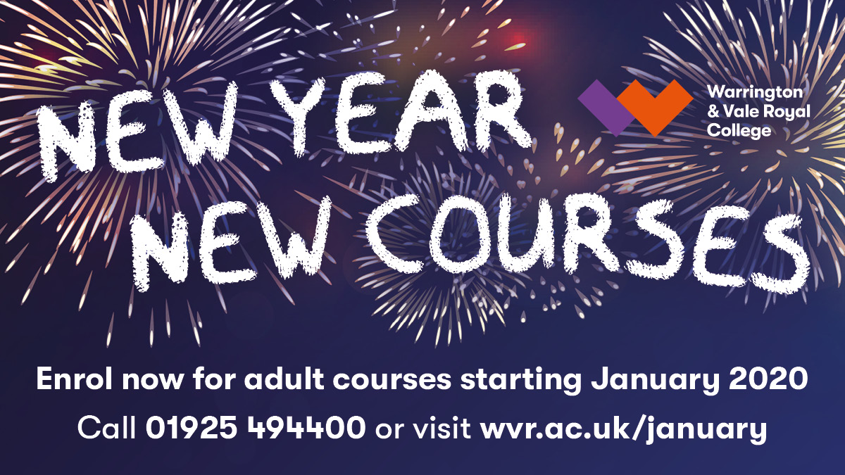With a shiny new year fast approaching, there's plenty of new things to learn.

From higher education and professional courses, to leisure courses in photography, mindfulness and beauty therapy, we have a number of courses coming up.

Find out more at wvr.ac.uk/january