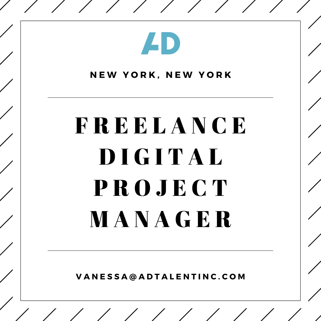 AD Talent is looking for a Freelance Digital Project Manager for a global Tech company. Ideally, should have 2-4 years experience. This is a one year contract to start.

If you are interested, please reach out to vanessa@adtalentinc.com

#techjob #freelance #nycjobs #adtalentinc