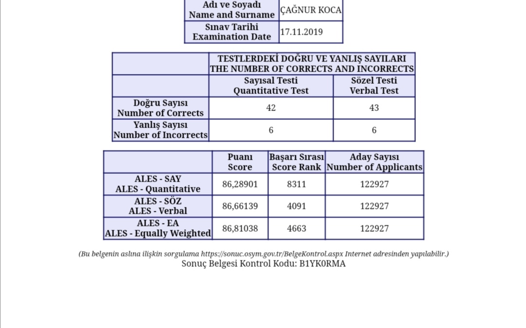 Bu netlerle bu puanı mı hak ediyorum gerçekten #ales2019