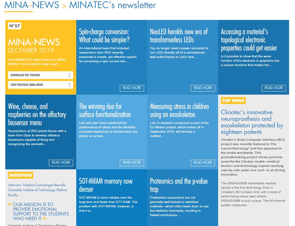 MINATEC's tweet photo. #MINA_NEWS @MINATEC #innovationcampus latest news from our labs, students, industrial experts & partners : @CEA_Leti @ClinatecFDD @Phelma_ecole @Diabeloop @CNRS @Minalogic_EN @morphosense @LanceyStorage #exoskeleton on #NeoLED #SOTTMRAM
Read all news : https://t.co/iezAbAv77x https://t.co/XJJtpTrtXs