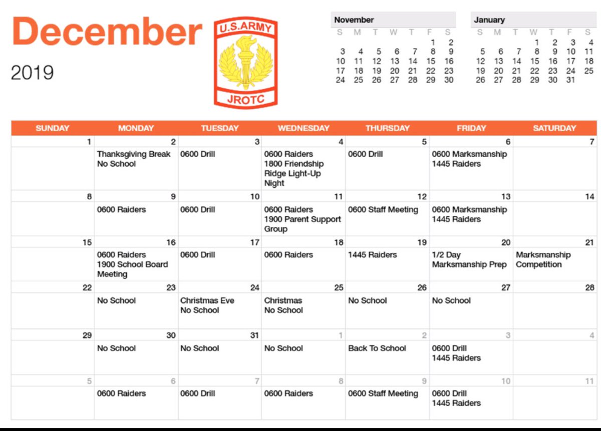 JrotcBeaver's tweet photo. Our December calendar is here! https://t.co/IJKjoAPhnY