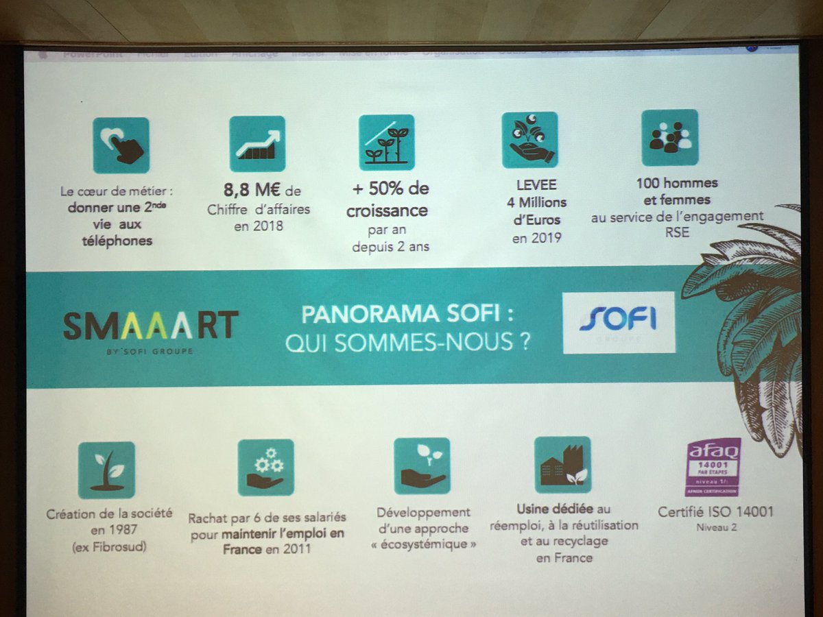 CFernique's tweet photo. #Achats #durables : JC ESTOUDRE dirigeant @SMAAART_by_Sofi : #Smaaart permet de donner 3 vies aux #smartphones. Nos téléphones sont collectés en France, #reconditionnés en France et vendu en France #MadeInFrance https://t.co/5QgiPmnFVR