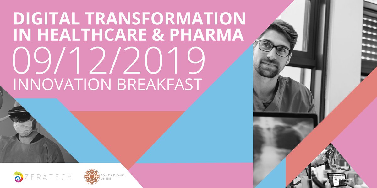 #DigitalTransformation in ambito #HealthCare e #Pharma:nuove sfide e grandi opportunità.
Possibilità di richiedere una sessione one-to-one di approfondimento.
📅9 Dicembre 2019 ore 9:00
@FFilarete
Iscrizione gratuita👉bit.ly/RegBreakfastDi…
#Blockchain #AI #AR #VR #BigData