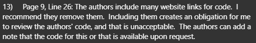 In the last years, I have tried to always publish data and code openly, as far as possible. Just received this comment from a reviewer, who did not appreciate the value of doing so: (1/n)