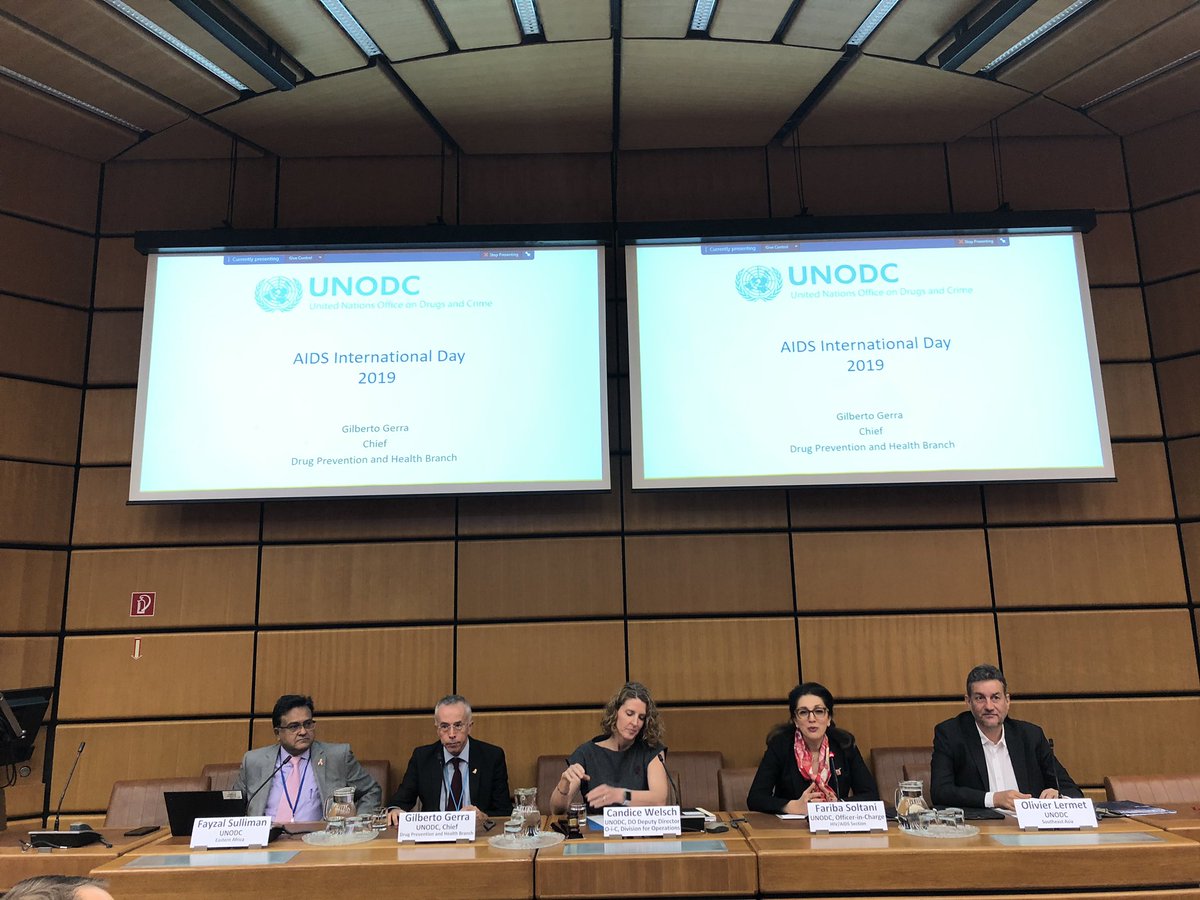 Now! @UNODC special session to commemorate#WAD2019. Sharing the highlights of @UNODC_HIV work  to support national and regional #HIV responses among people who use drugs and people in prisons #EndAIDS #HumanRights  #LeaveNoOneBehind