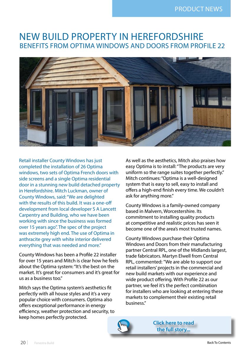 FenestraBuild's tweet image. New Build Property in Herefordshire Benefits from Optima Windows and Doors from Profile 22.  Read it online fenestrabuild.co.uk or check it out here! @PROFILE_22 @EpwinWSystems @Team4Marketing
