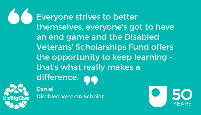 It’s <a href="/BigGive/">Big Give</a> #ChristmasChallenge19 time and that means from today if you donate to our Disabled Veterans’ Scholarships Fund:

🙌 Your donations will be DOUBLED for free 
🙌 You can help to change lives 💖

Here's how you can help: 

donate.thebiggive.org.uk/campaign/a051r…

#GivingTuesday