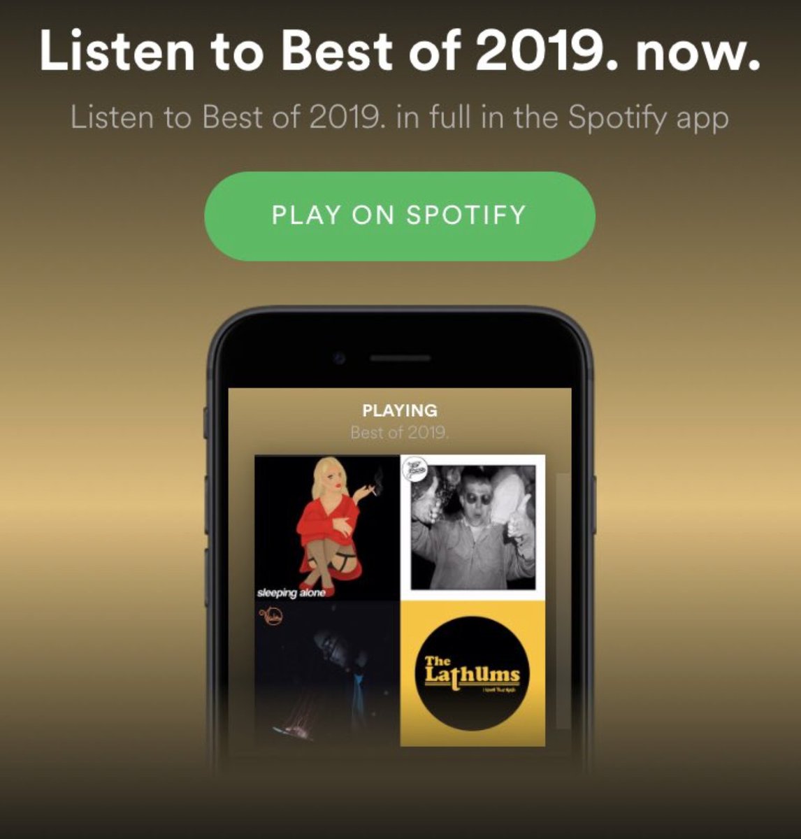 Give this playlist a follow for some of the best songs of 2019. More to be added over the next couple of weeks. 

open.spotify.com/playlist/5ueuG…
