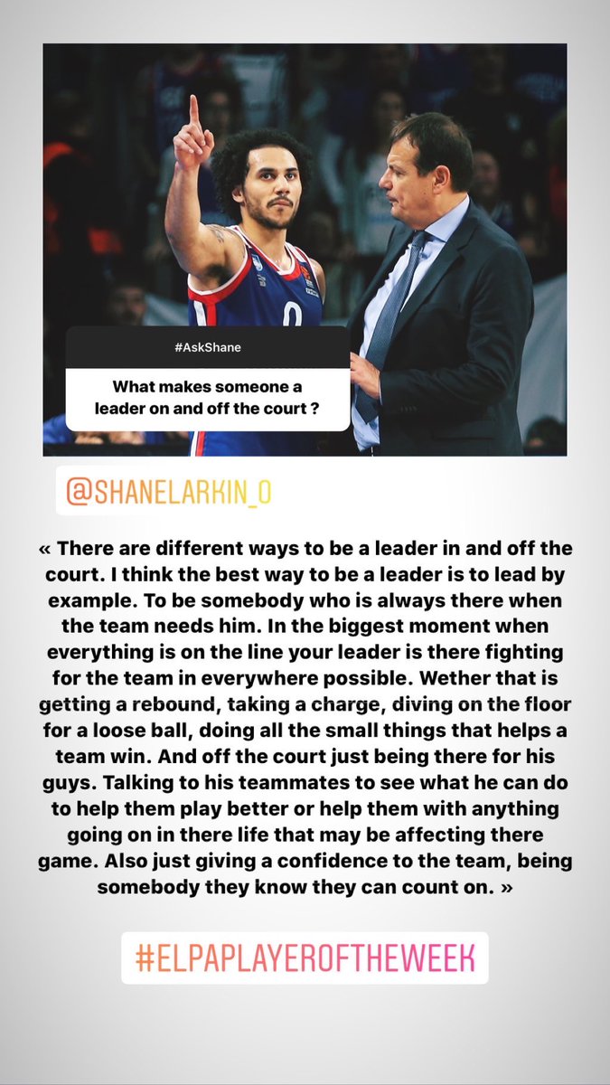 the_ELPA's tweet photo. #AskShane Our #ELPAPlayeroftheweek @ShaneLarkin_3 answered to your questions after setting a new record in @EuroLeague last week ๐ https://t.co/u8OqIowTrS