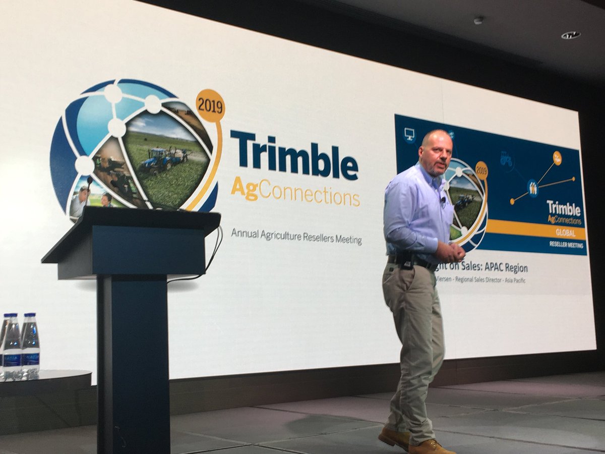 Markus Meyer kicking off our afternoon spotlight on sales at the ⁦<a href="/Trimble_Ag/">Trimble</a>⁩ AgConnections Dealer conference #globalac19