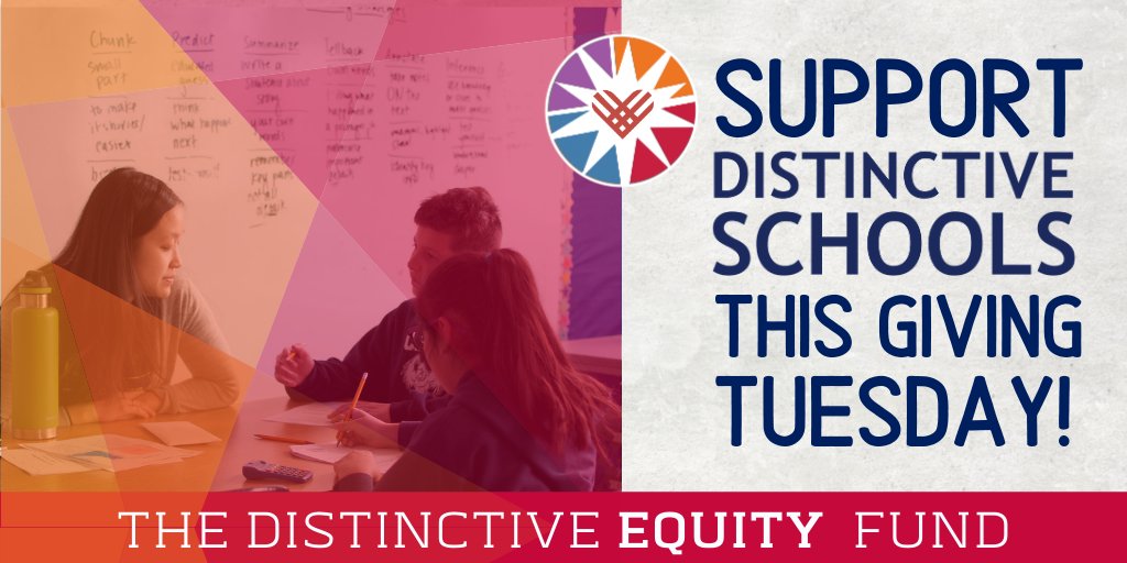Today is the day! #GivingTuesday is all about giving back! You can make a donation toward big Distinctive initiatives – Equity, Access, &amp; Culture at bit.ly/Donations4DS OR Adopt a Classroom at bit.ly/AdoptDSClassro… in support of innovative learning environments! #ALLin