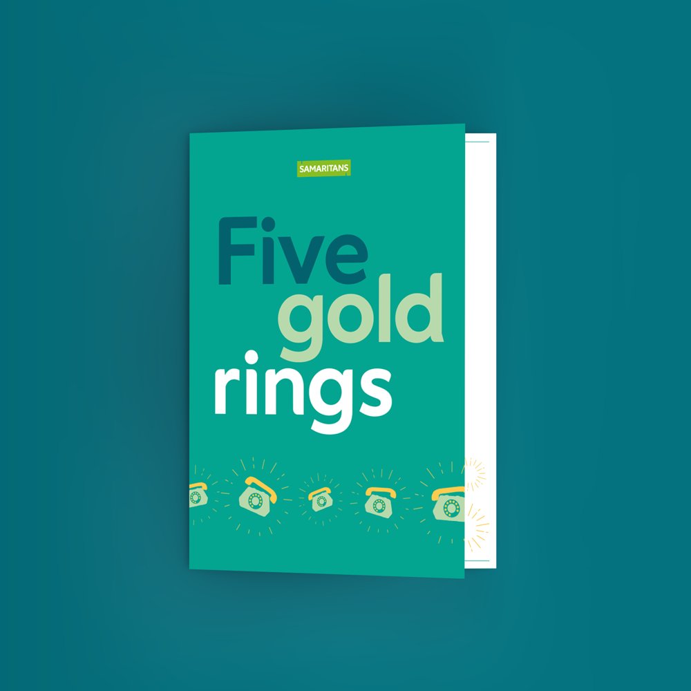 This #GivingTuesday, give a Samaritans Christmas gift card and make a real difference to people in need of support this Christmas. Our Five Gold Rings card will help our volunteers be there for 5 people in need of support at any time of the day or night. ow.ly/w6mr50xqnoZ