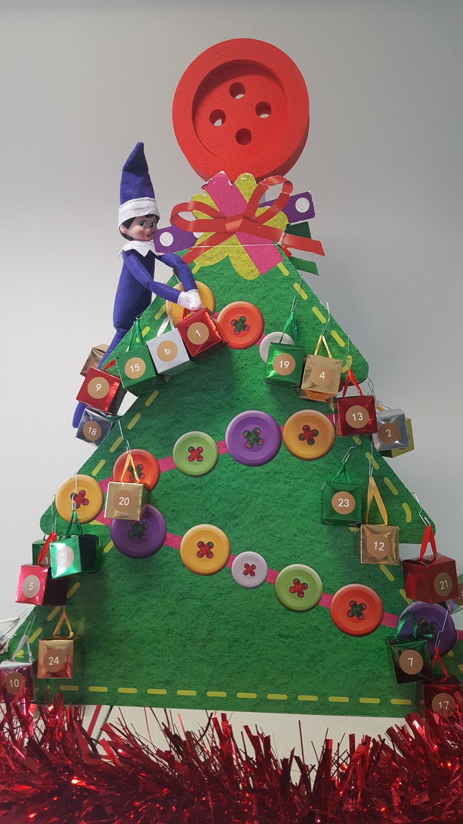 MuirielE's tweet photo. Trying to sneak some chocolate out of the #adventtree @LynneRowell2 won't notice if anything is missing from the box #naughtyelf https://t.co/7OFjFwGWeF