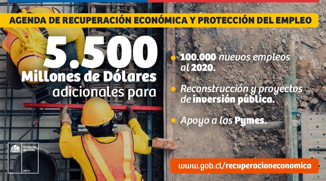 allamand's tweet photo. ¡Es hora de levantar a Chile! Se inyectarán más de US$5.500 millones de ayuda a Pymes, inversión y creación de 100 mil empleos. #RecuperaciónEconómica reactivará al país y permitirá armar una hoja de ruta. Seamos sinceros: sin crecimiento, los cambios sociales serán más complejos https://t.co/2W2kFalZgz