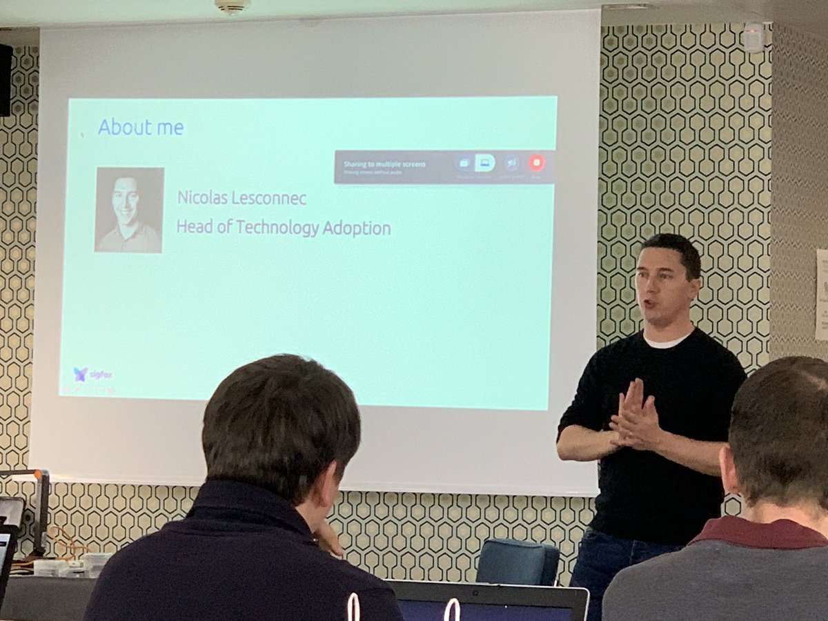 SGWirelessIoT's tweet image. @nlesconnec exciting the Pycom #GOINVENT crowd in Paris this afternoon. Everyone got up and running on the @sigfox network using #pybytes this am and now some cool case studies presented from the Sigfox community #ioT with #LPWAN