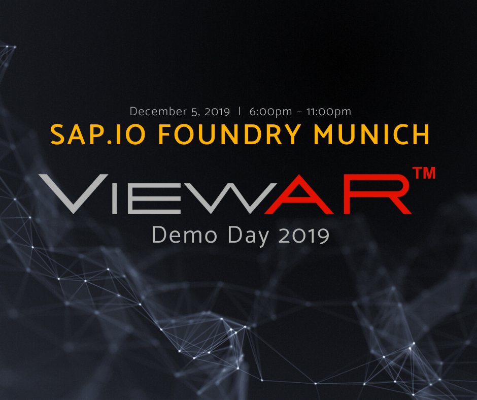 ViewARcom's tweet photo. Join us on December the 5th at https://t.co/8oKBhDw1JQ Foundry (@sap_iO) Demo Day celebration. We are looking forward to a special evening of inspiring pitches, networking with executives, VIP stakeholders, and key players in the German startup ecosystem. #SAPiOFoundry #ViewAR https://t.co/ns0bC66vZG
