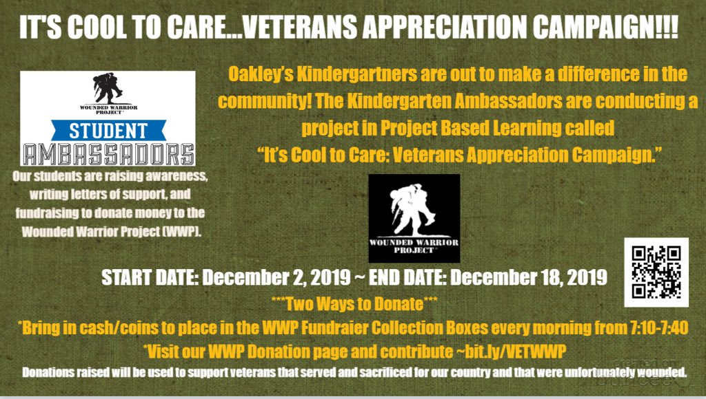 TeachSingleton's tweet photo. #PBLChronicles LET THE FUNDRAISING BEGIN!!! Read the flyer to see how you can help join our efforts! #WWPStudentAmbassadors #WoundedWarriorProject @OakleyTigers @APJordan12 @OakleyPta @gtcooper #OakleyTigersSoar https://t.co/SI1JnRjbDg