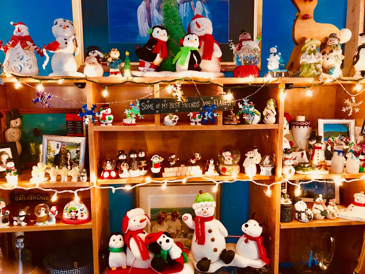 ColeenParatore's tweet photo. With 20 inches of snow in Troy, NY, my “snowpeople” collection, gifts from family&amp;friends through the decades, warmed our house with love.💚 https://t.co/jcFbiuOqwn