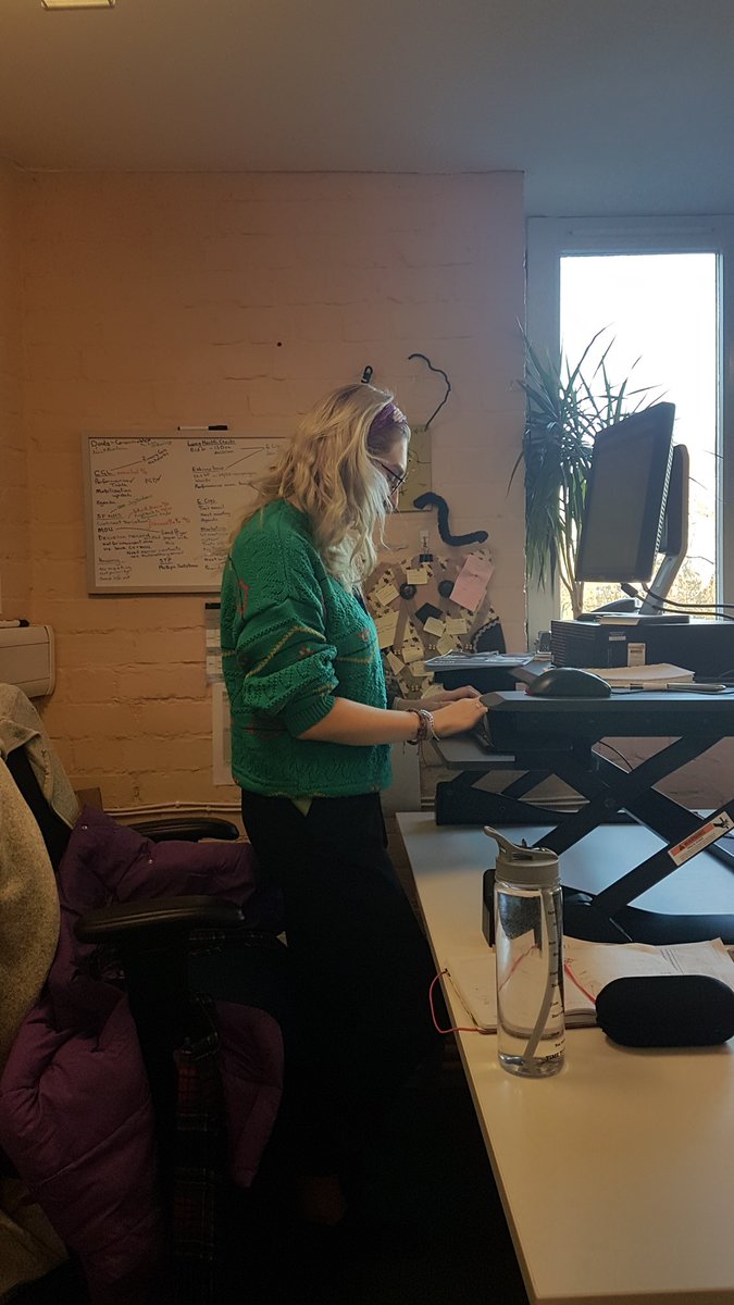 WillAdam80's tweet photo. Here's Holly our Nutrition Student @HealthHull making the most of our #workfit sit/stand desk! I've never seen her type so fast 🤣 @Hullccnews #workplacewellbeing https://t.co/X25jFuzRMc