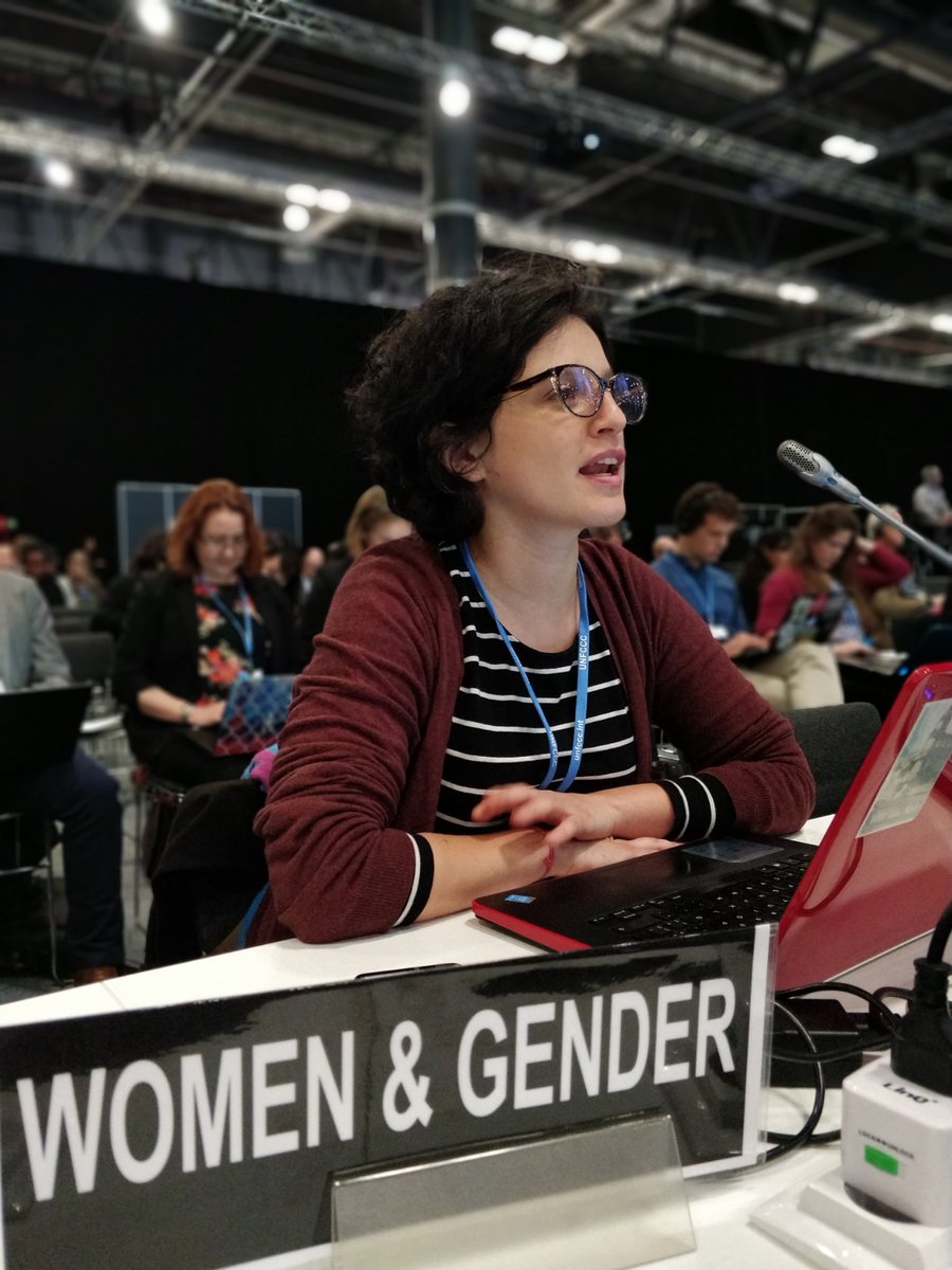 'Women & #feminists have been on the frontlines of the protests in Chile, as they are on the frontlines of the #climate justice movement,' said @WGC_Climate's Antonia Zambra, from Chile, at @COP25CL opening intervention. #FeministsDemandSystemChange✊>> womengenderclimate.org/wgc-opening-in…