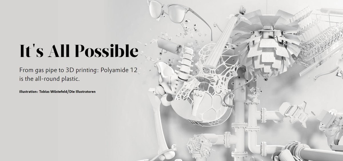 Evonik's tweet photo. From #3DPrinting to #GasPipes and the coolant pipes for #batteries in electric #cars—#Polyamide12 keeps on opening up new areas of application. It demonstrates its capabilities under extreme conditions. https://t.co/hyCJ82EZNP #Evonik #ELEMENTSMagazine #3DPrintingDay https://t.co/a9Rt8U75J7