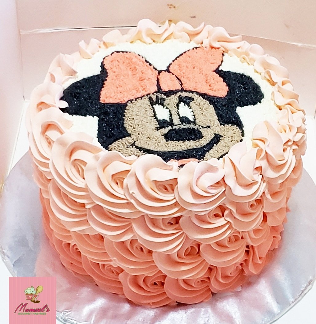 Mumzels's tweet photo. How cute is this peach ombré mini Minnie cake! <----See what we did there? 😂🤣 #Mumzels. #GourmetPastries. #Homemade. #BakedWithLove. #MadeFromScratch. #6inch. #VanillaCake. #SweetsAndBakes. #RosetteCake. #CharacterCake. #MinnieMouseCake. https://t.co/jxlTLWNfR0