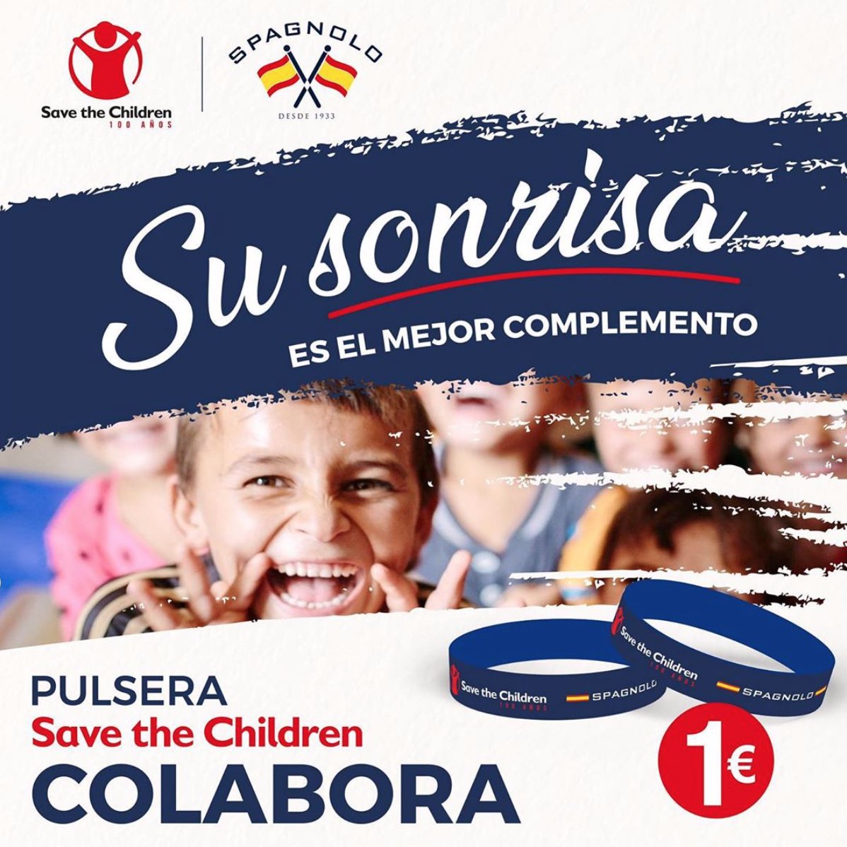 Spagnolo (@spagnolomoda) on Twitter photo Tienes la oportunidad de por tan sólo 1€ hacer sonreír a los pequeños más desfavorecidos.
Nos unimos a <a href="/SaveChildrenEs/">Save the Children Es</a> para poder colaborar con esta pulsera que puedes encontrar en nuestra web y en tiendas físicas.
bit.ly/PulseraSpagnol… Tienes la oportunidad de por tan sólo 1€ hacer sonreír a los pequeños más desfavorecidos.
Nos unimos a <a href="/SaveChildrenEs/">Save the Children Es</a> para poder colaborar con esta pulsera que puedes encontrar en nuestra web y en tiendas físicas.
bit.ly/PulseraSpagnol…