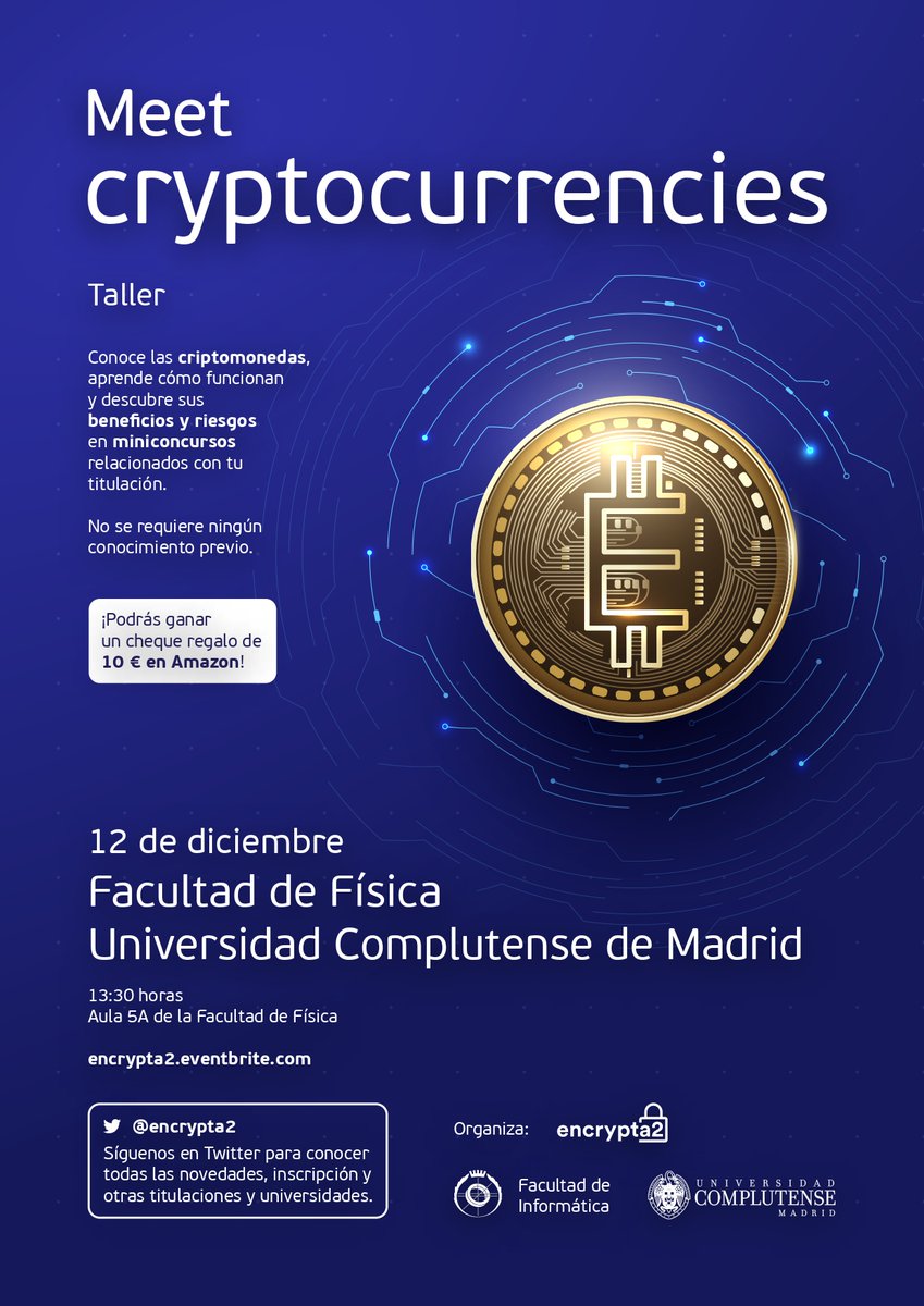 encrypta2's tweet image. Perdonad el retraso, estábamos ocupados minando. Ya tenemos fecha para Físicas UCM, el jueves 12 de diciembre a las 13:30. Os esperamos!