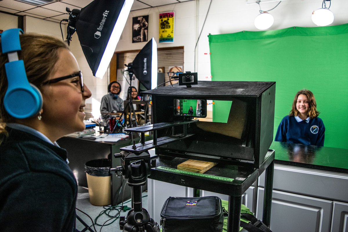 Stmaryschoolcp's tweet photo. St. Mary students write, produce, film, edit, and broadcast the news for the whole school to view each day. #stmarycp #wildcatpride https://t.co/X6pHkPGNGk