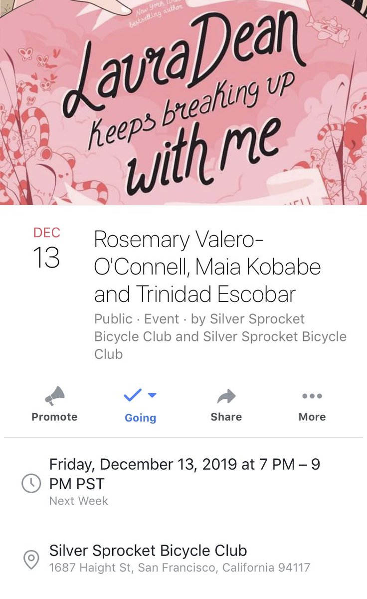 last events of 2019!! come to our reading in LA this Friday, then find me at CALA tabling with the exquisite @SageCoffey, then again in SF for a reading at Silver Sprocket! ??♀️✨✨