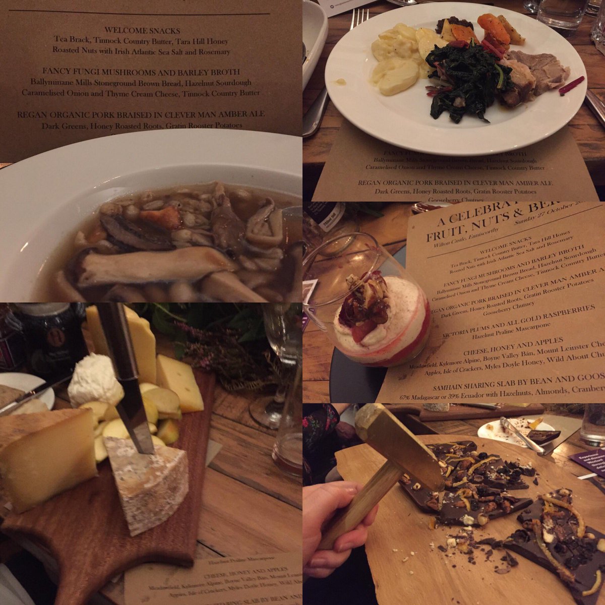 @discoverirl @TasteWexford_ @AnthonyOToole_ @GallivantingIre @ancienteastIRL It’s hard to pick a favourite when  supper included @FungiFancy Mushrooms soup, @ReganOrganic Pork braised in @clevermanbeer Amber Ale, local & regional cheeses served with local honey & apples. My favourite though  @Beanandgoose sharing slab complete with a copper hammer.