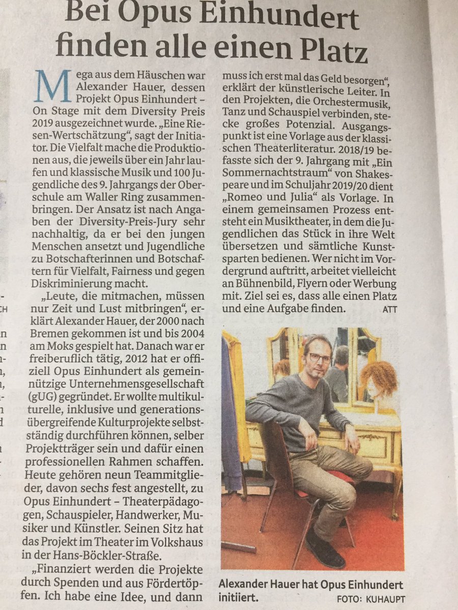 OSWallerRing's tweet photo. Mit #opus100 und @OSWallerRing zum Gewinn des #diversityPreis2019
#einSommernachtstraum macht’s möglich. Herzlichen Glückwunsch und einen riesen dank an alle https://t.co/hLUSigFibg
