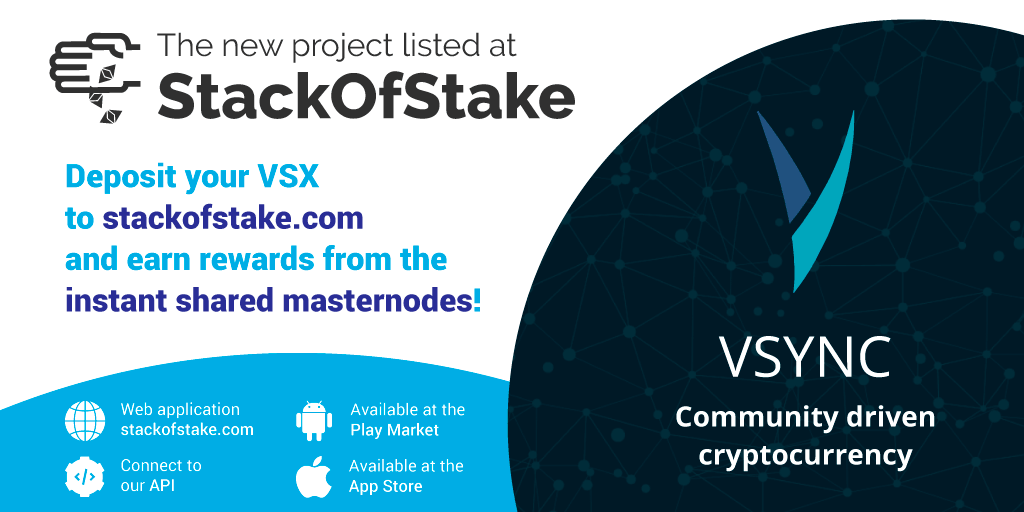 stackofstake's tweet image. We are thrilled to announce that $VSX added to stackofstake.com 🤗
@VsyncCrypto is an old and active project in masternode space. Instant shared masternodes are now available!