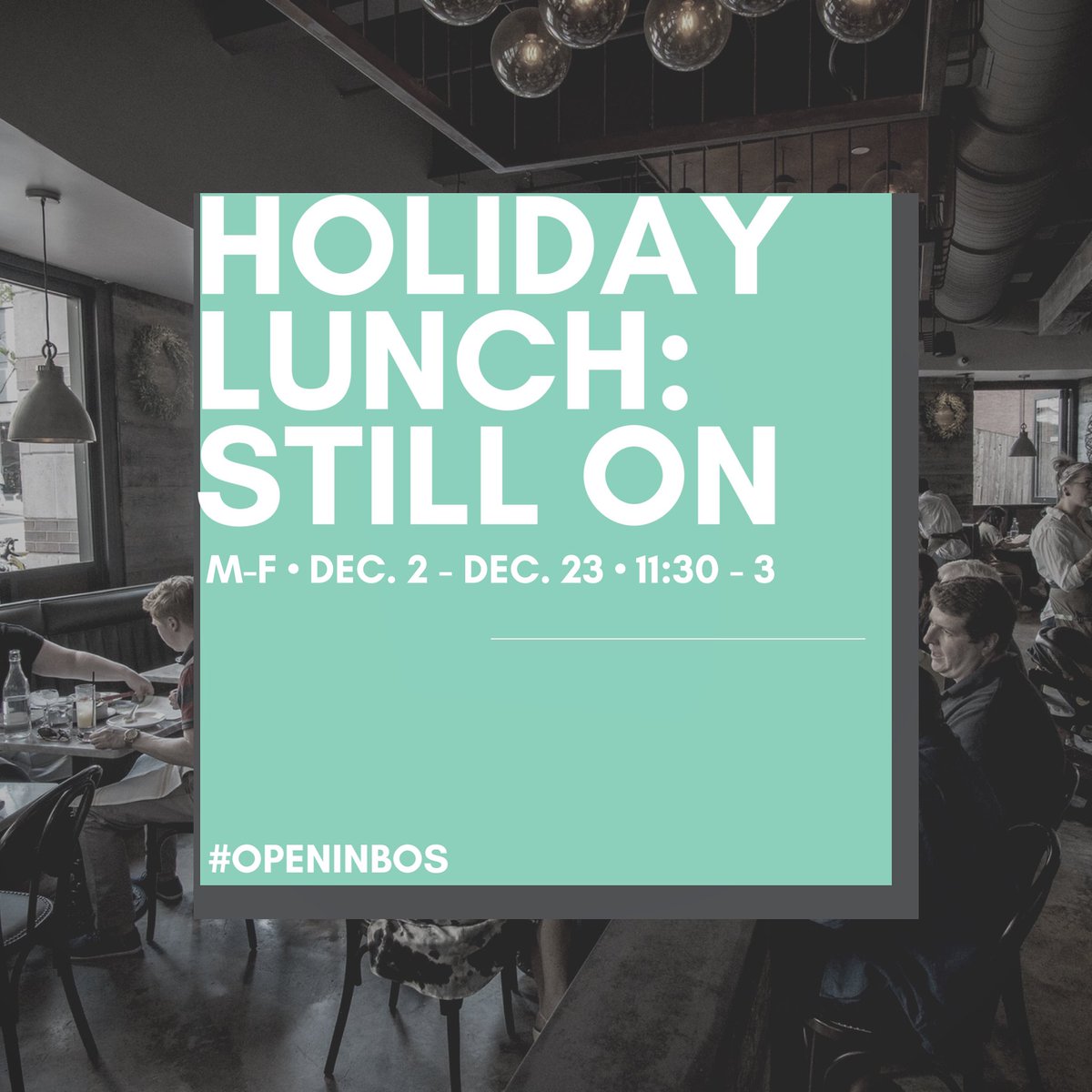 #holidaylunch is still on at <a href="/WaypointHarvard/">Waypoint</a> • #OpenInBOS