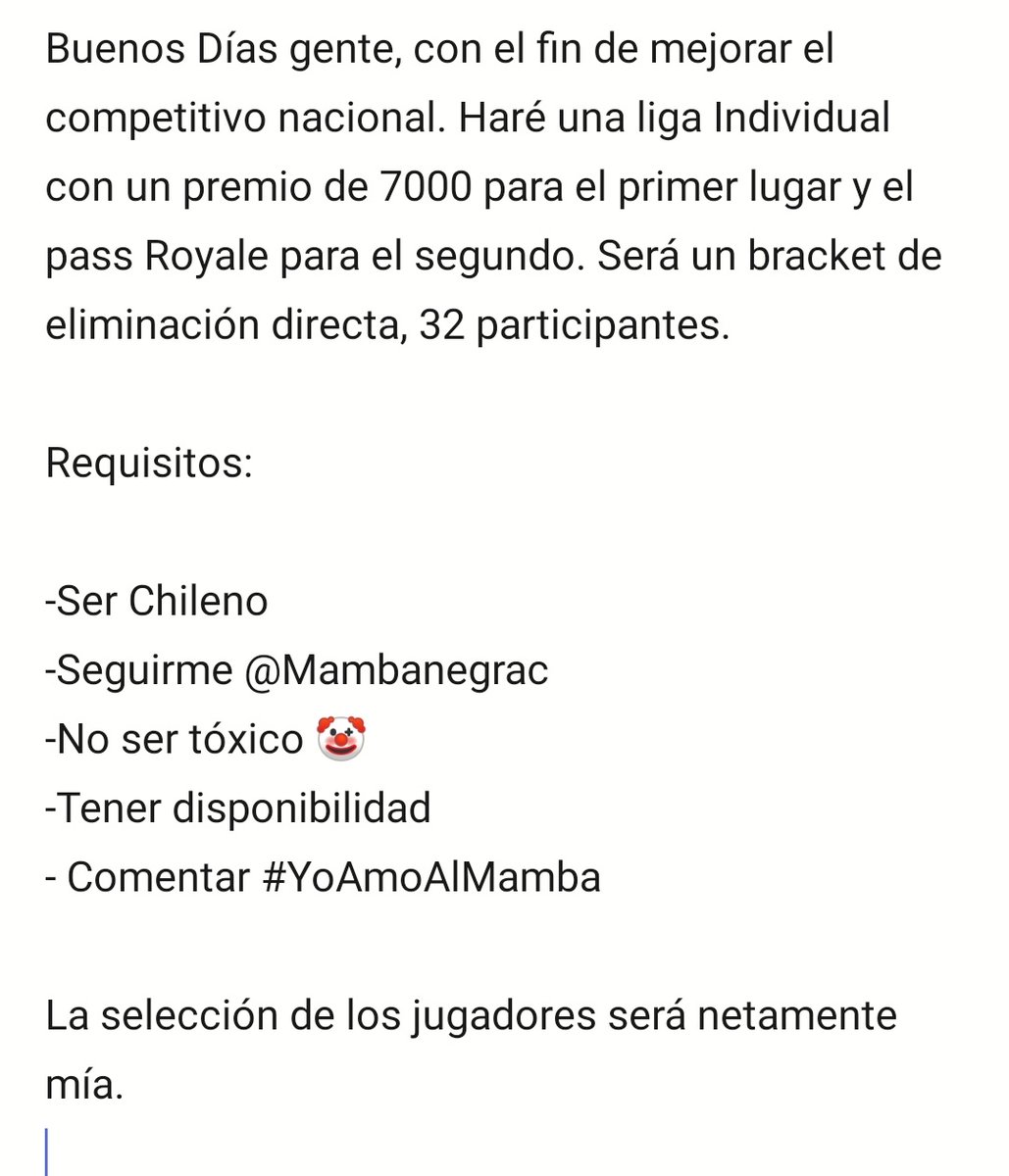 MambaCR's tweet photo. #LigaIndividual 🏆
No se les cobrará inscripción
Seguirme @MambanegraC
Comentar #YoAmoAlMamba
🏆🏅 https://t.co/hXDO4XEjfS