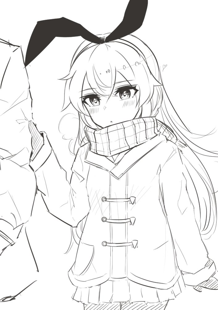 手をつなぎたいけど恥ずかしいので提督の服をつかむ島風ちゃん(冬)の艦これ妄想 