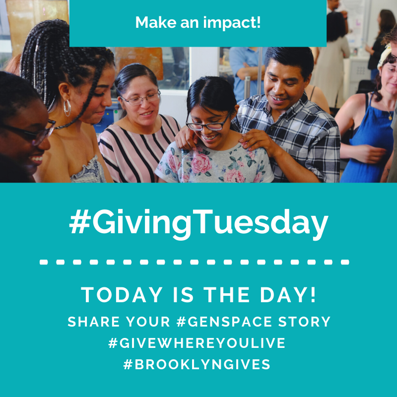 's tweet image. Happy #GivingTuesday, y'all! Please support #Genspace by sharing your story - why does #CommunityBio matter to you? Help us meet our $10k match donation goal - give today at is.gd/qwjp65 #GiveWhereYouLive #BrooklynGives #MyGivingStory